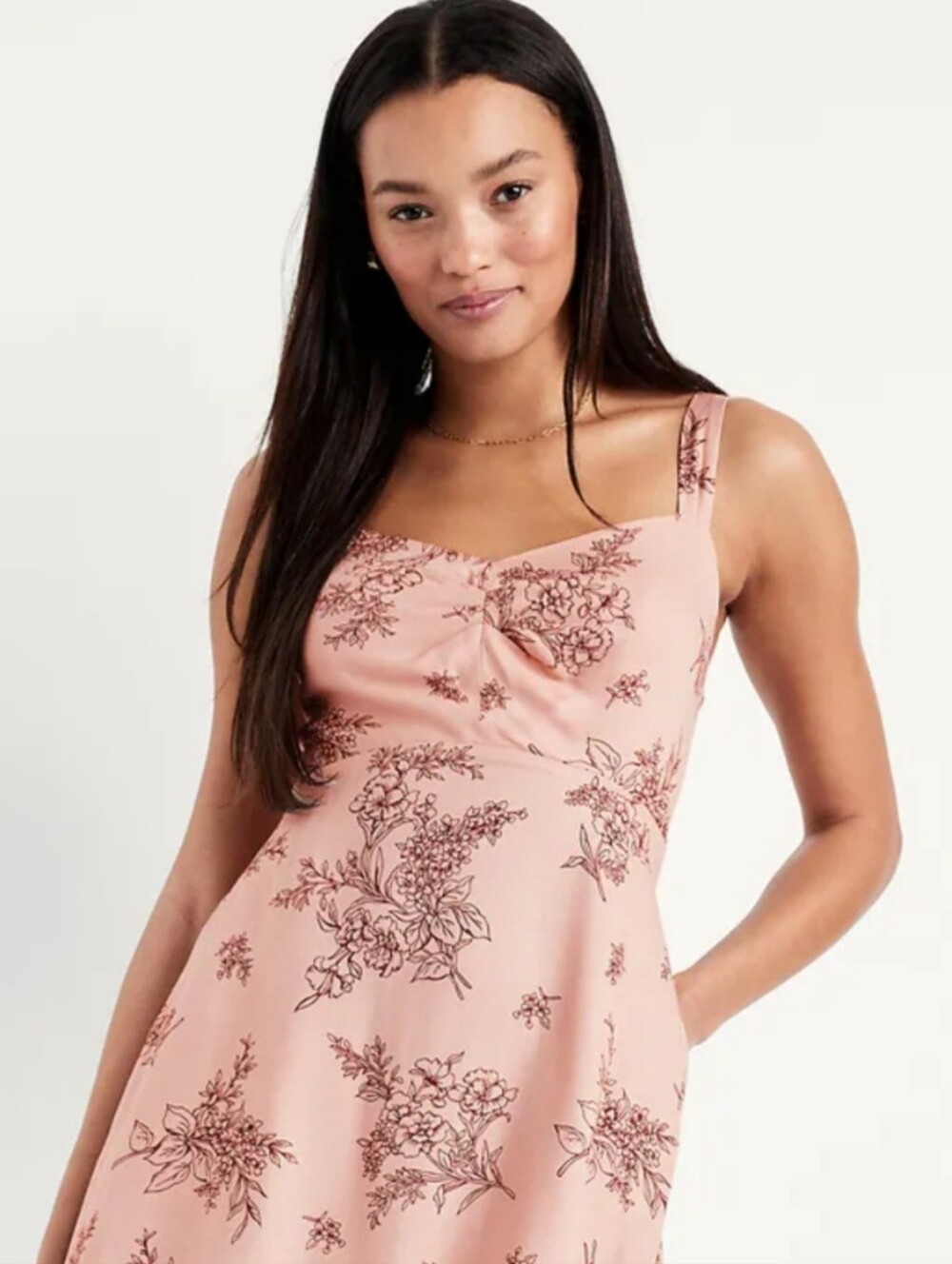 NWT Old Navy Fit and Flare Crepe Pink Floral Mini Dress